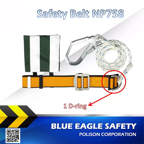 Dây đai lưng 1 khóa định vị chữ D Blue Eagle NP758 Dây buộc có thể điều chỉnh với một móc khóa lớn