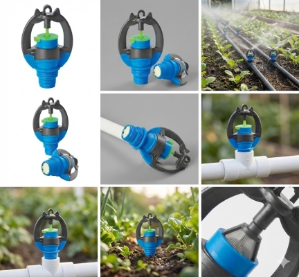 Béc tưới phun sương bù áp chỉnh góc xoay 360 độ ren ngoài 17&21mm BA-20