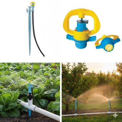 Béc tưới phun sương bù áp xoay 360 độ chỉnh góc ren ngoài 17mm FE-903BA