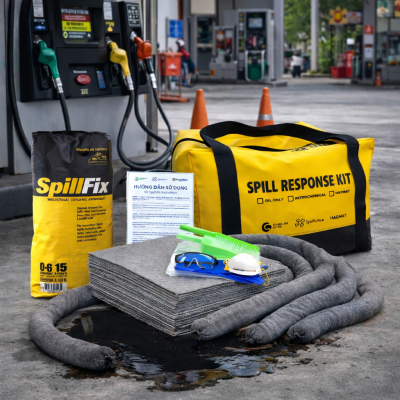 Bộ ứng phó nhanh dầu và hóa chất tràn vãi 30L PetroChemical Spill Kit PS117