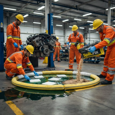 Bột thấm dầu và thấm hóa chất trền nền sàn 15l Spillfix SPL-15L