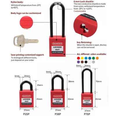 Khóa an toàn cùm nylon cách điện cao 76mm PROLOCKEY P76P