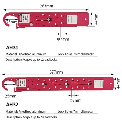 Khóa Kẹp Hasp Nhôm Dài PROLOCKEY AH31: Giải Pháp LOTO 12 Người An Toàn