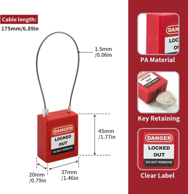Ổ Khóa LOTO Cáp Siêu Mảnh PC175D1.5 | Thân Nylon, 1.5mm, Khóa Lỗ Hẹp
