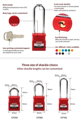 Ổ khóa an toàn cùm thép 76mm thân ABS PROLOCKEY KD-P76S