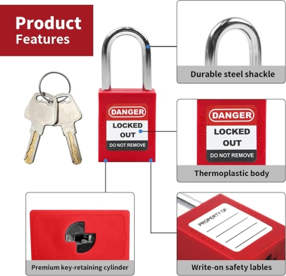 Ổ khóa an toàn cùm thép 38mm thân ABS PROLOCKEY KD-P38S