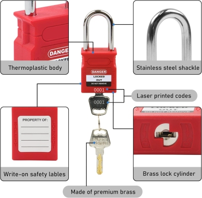 Ổ khóa an toàn cùm thép 38mm PROLOCKEY KD-CP38S-RED