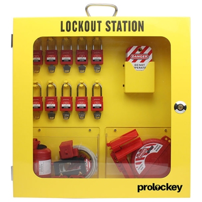 Trạm quản lý khóa LOTO kim loại 10 móc treo và 3 ngăn chứa PROLOCKEY LK43