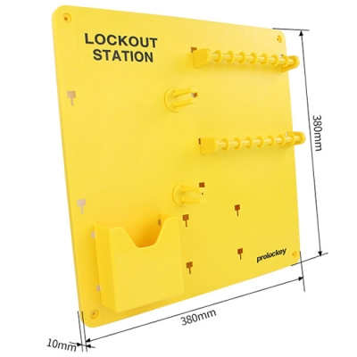 Bảng treo LOTO 16 vị trí treo ổ khóa, 2 móc kẹp và 1 ngăn chứa PROLOCKEY LS22