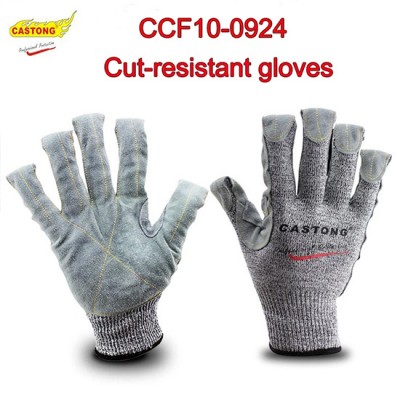Găng tay sợi polyester lót da chống cắt CASTONG CCF10-0924
