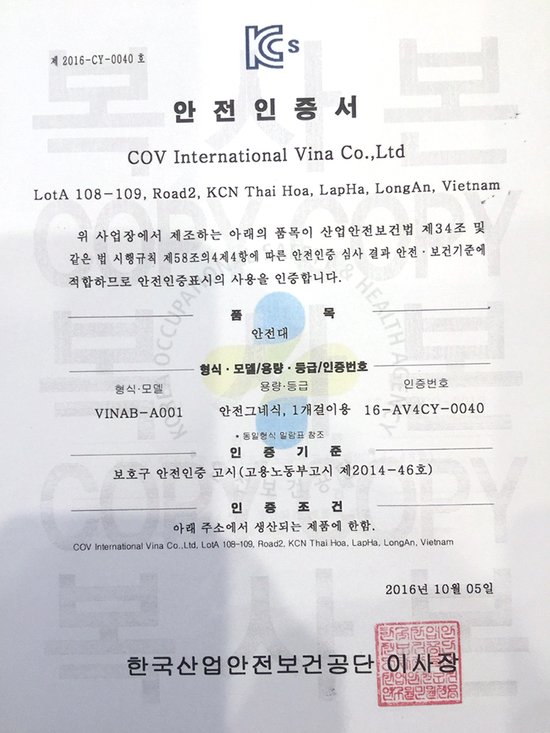 Sản phẩm Dây an toàn (Safety Belt) VINAB A001