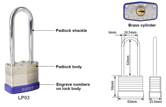 Ổ Khóa laminated nhiều lớp chống cắt 63mm PROLOCKEY LP05